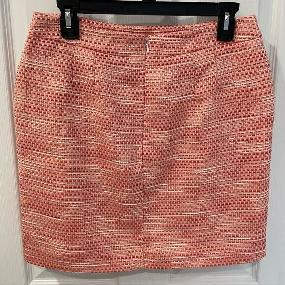 LOFT Ann Taylor Orange Red Patterned Mini Skirt With Pockets Women’s Size 6 - Picture 3 of 9